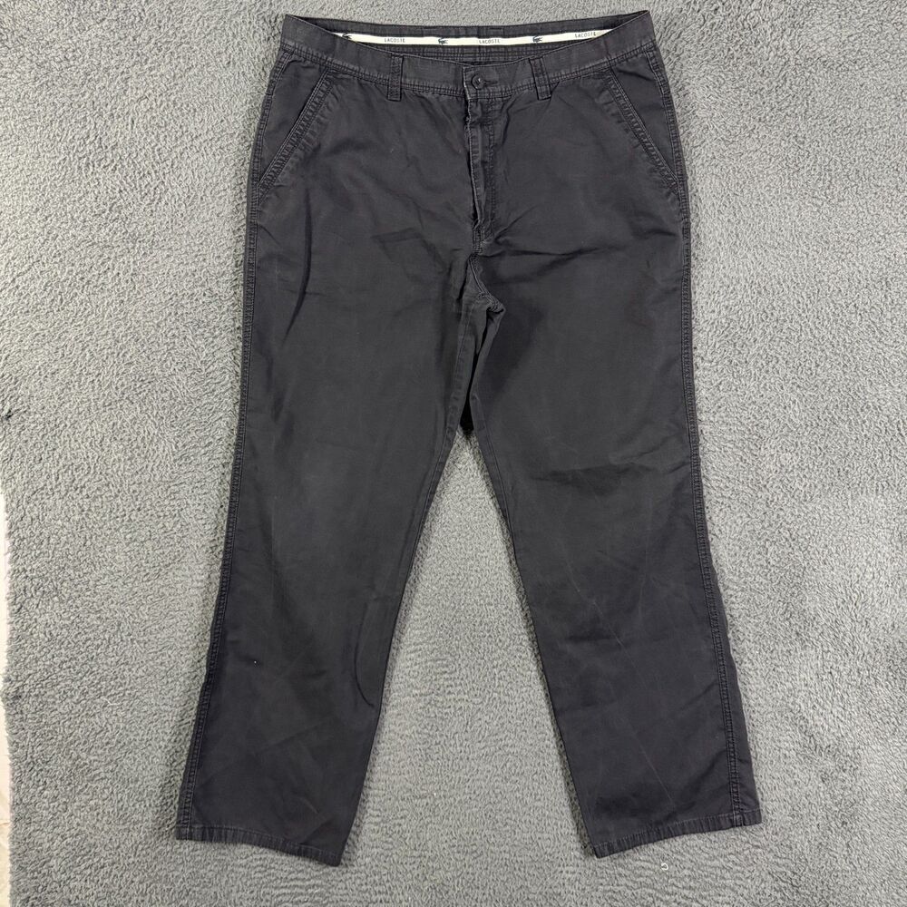 Vtg Lacoste Pants Mens 38 (Fits 34x30) Black Classic Fit Chinos Preppy